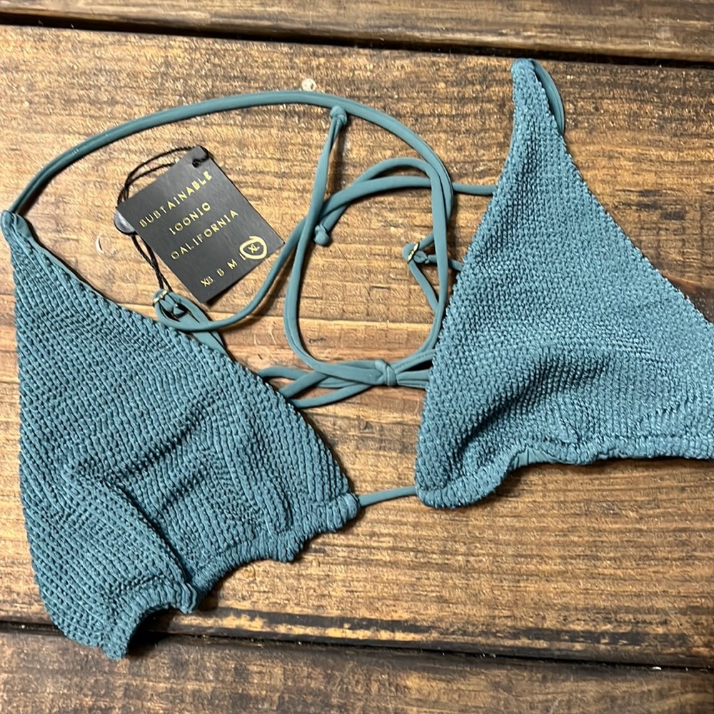 Skatie crinkle bikini top / color EARTH